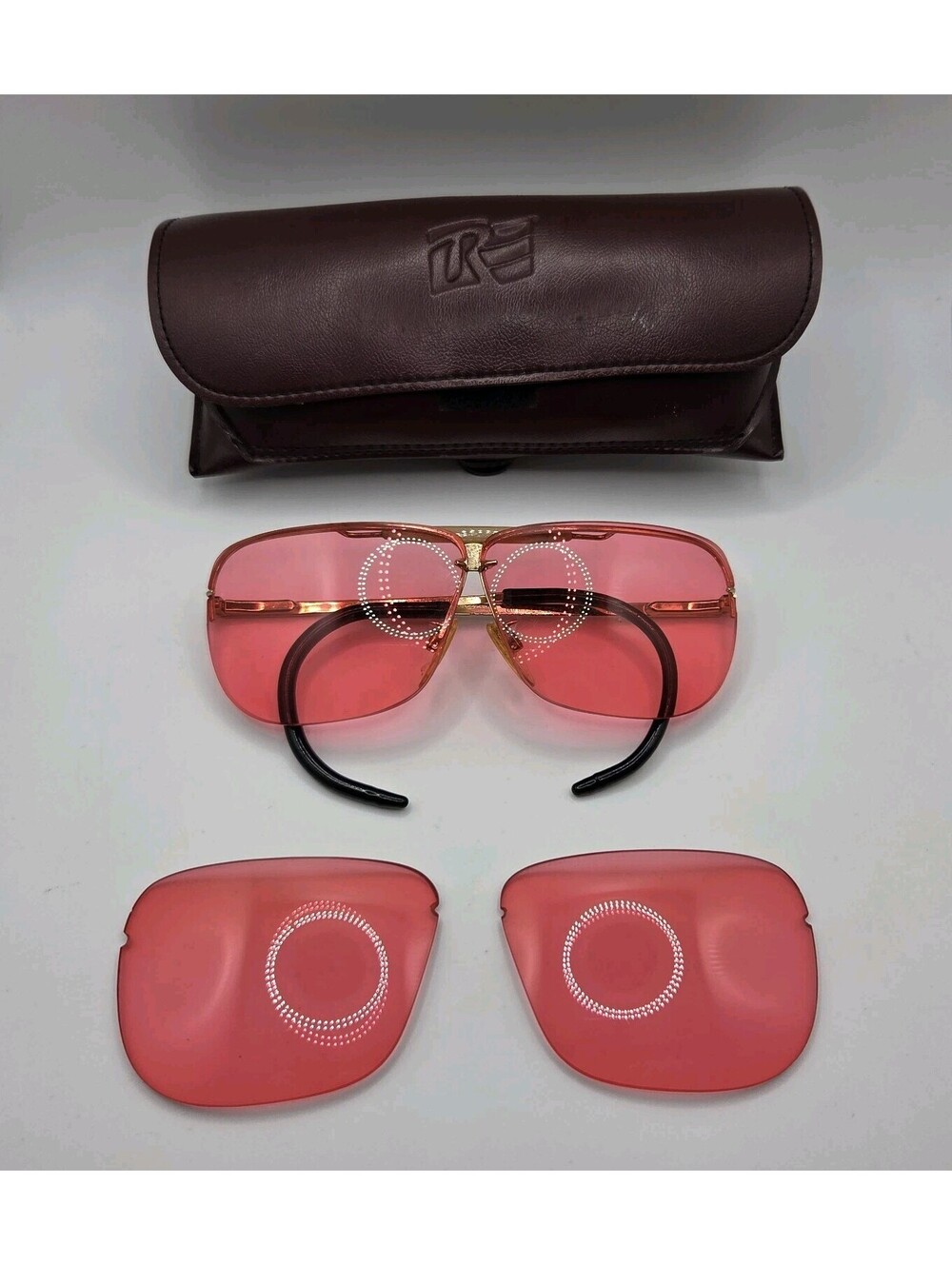 Vintage RE Shooting Glasses 23K Gold Plated USA FRAMES W/ Case